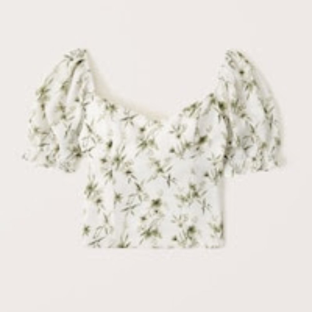 Abercrombie & Fitch Puff Sleeve Sweetheart Top, Size S